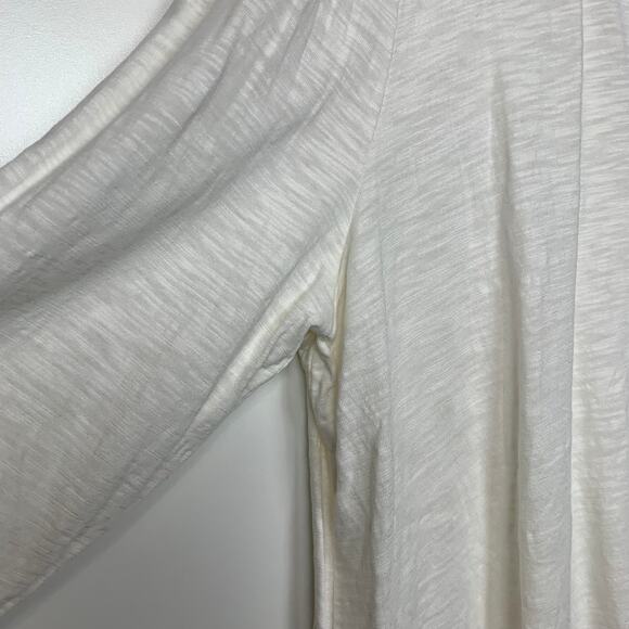 Chico's Tunic Top Size 4 3/4 Sleeve Tie Neck Tassel XXL Ecru Boho Cream Modal - Picture 12 of 15